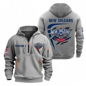 New Orleans Pelicans NBA Hoodie Half Zipper NBA07010224906, Gift For Fan New Orleans Pelicans - Gray