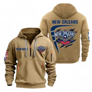 New Orleans Pelicans NBA Hoodie Half Zipper NBA07010224906, Gift For Fan New Orleans Pelicans - Khaki