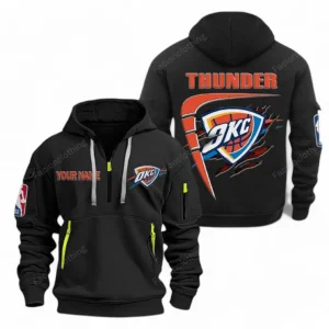 Oklahoma City Thunder NBA Hoodie Half Zipper NBA07010224908, Gift For Fan Oklahoma City Thunder - Black