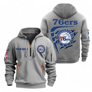 Philadelphia 76ers NBA Hoodie Half Zipper NBA07010224910, Gift For Fan Philadelphia 76ers - Gray