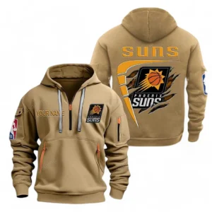 Phoenix Suns NBA Hoodie Half Zipper NBA07010224911, Gift For Fan Phoenix Suns - Khaki