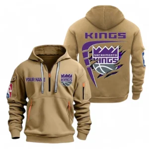 Sacramento Kings NBA Hoodie Half Zipper NBA07010224913, Gift For Fan Sacramento Kings - Khaki