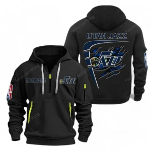 Utah Jazz NBA Hoodie Half Zipper NBA07010224916, Gift For Fan Utah Jazz - Black