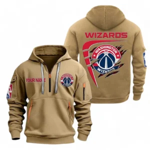 Washington Wizards NBA Hoodie Half Zipper NBA07010224917, Gift For Fan Washington Wizards - Khaki