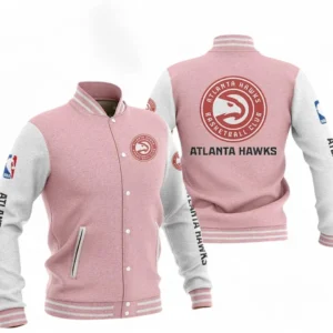 Atlanta Hawks NBA Baseball Jacket NBA09010625111, Gift For Fan Atlanta Hawks - Pink
