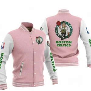 Boston Celtics NBA Baseball Jacket NBA09010625112, Gift For Fan Boston Celtics - Pink