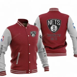 Brooklyn Nets NBA Baseball Jacket NBA09010625113, Gift For Fan Brooklyn Nets - Dark Red