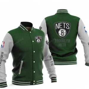 Brooklyn Nets NBA Baseball Jacket NBA09010625113, Gift For Fan Brooklyn Nets - Green