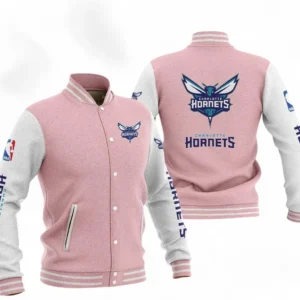 Charlotte Hornets NBA Baseball Jacket NBA09010625114, Gift For Fan Charlotte Hornets - Pink