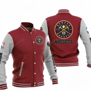 Denver Nuggets NBA Baseball Jacket NBA09010625118, Gift For Fan Denver Nuggets - Dark Red
