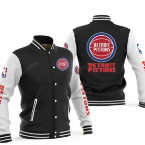 Detroit Pistons NBA Baseball Jacket NBA09010625119, Gift For Fan Detroit Pistons - Black