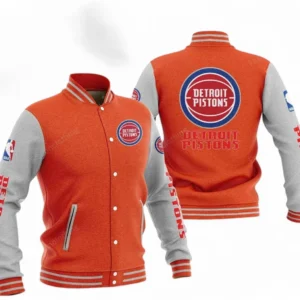Detroit Pistons NBA Baseball Jacket NBA09010625119, Gift For Fan Detroit Pistons - Orange