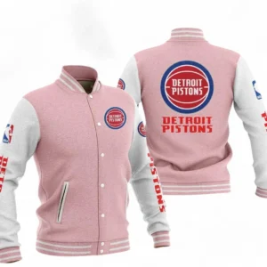 Detroit Pistons NBA Baseball Jacket NBA09010625119, Gift For Fan Detroit Pistons - Pink