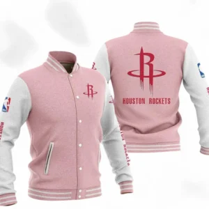 Houston Rockets NBA Baseball Jacket NBA09010625121, Gift For Fan Houston Rockets - Pink