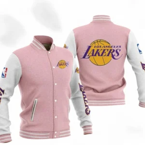 Los Angeles Lakers NBA Baseball Jacket NBA09010625124, Gift For Fan Los Angeles Lakers - Pink