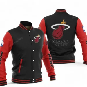 Miami Heat NBA Baseball Jacket NBA09010625126, Gift For Fan Miami Heat - Red Black