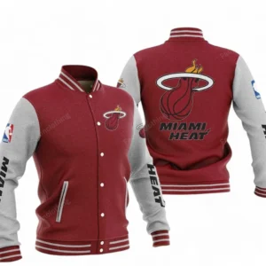 Miami Heat NBA Baseball Jacket NBA09010625126, Gift For Fan Miami Heat - Dark Red