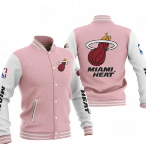 Miami Heat NBA Baseball Jacket NBA09010625126, Gift For Fan Miami Heat - Pink