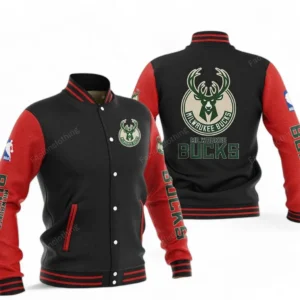 Milwaukee Bucks NBA Baseball Jacket NBA09010625127, Gift For Fan Milwaukee Bucks - Red Black