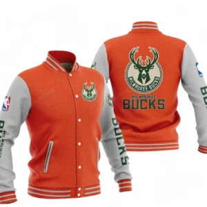 Milwaukee Bucks NBA Baseball Jacket NBA09010625127, Gift For Fan Milwaukee Bucks - Orange