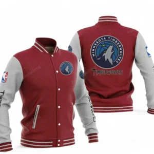 Minnesota Timberwolves NBA Baseball Jacket NBA09010625128, Gift For Fan Minnesota Timberwolves - Dark Red