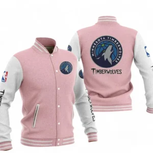 Minnesota Timberwolves NBA Baseball Jacket NBA09010625128, Gift For Fan Minnesota Timberwolves - Pink