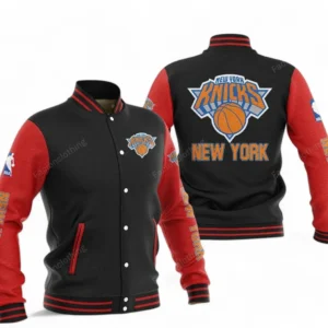 New York Knicks NBA Baseball Jacket NBA09010625130, Gift For Fan New York Knicks - Red Black