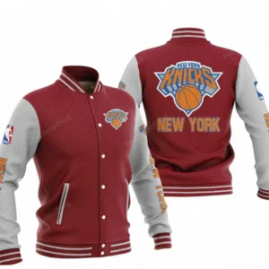 New York Knicks NBA Baseball Jacket NBA09010625130, Gift For Fan New York Knicks - Dark Red