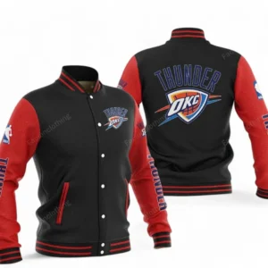Oklahoma City Thunder NBA Baseball Jacket NBA09010625131, Gift For Fan Oklahoma City Thunder - Red Black