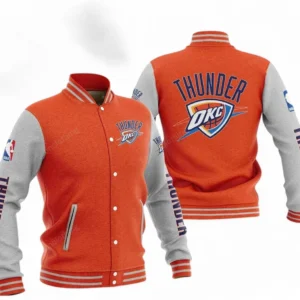 Oklahoma City Thunder NBA Baseball Jacket NBA09010625131, Gift For Fan Oklahoma City Thunder - Orange