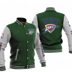 Oklahoma City Thunder NBA Baseball Jacket NBA09010625131, Gift For Fan Oklahoma City Thunder - Green