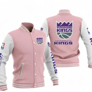 Sacramento Kings NBA Baseball Jacket NBA09010625136, Gift For Fan Sacramento Kings - Pink