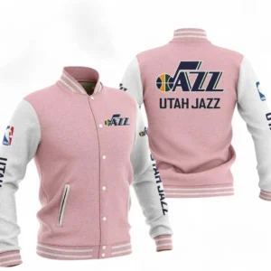 Utah Jazz NBA Baseball Jacket NBA09010625139, Gift For Fan Utah Jazz - Pink