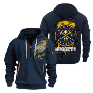 Denver Nuggets Hoodie Half  Zipper NBA56180125013 - Gift For Fan Denver Nuggets - Blue