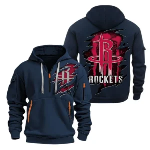 Houston Rockets Hoodie Half  Zipper NBA56180125015 - Gift For Fan Houston Rockets - Blue