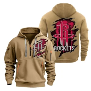 Houston Rockets Hoodie Half  Zipper NBA56180125015 - Gift For Fan Houston Rockets - Khaki