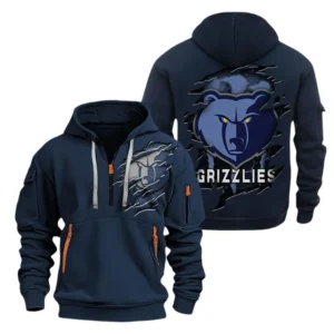 Memphis Grizzlies Hoodie Half  Zipper NBA56180125016 - Gift For Fan Memphis Grizzlies - Blue