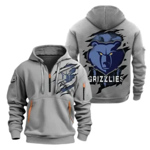 Memphis Grizzlies Hoodie Half  Zipper NBA56180125016 - Gift For Fan Memphis Grizzlies - Grey