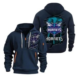 Charlotte Hornets Hoodie Half  Zipper NBA56180125017 - Gift For Fan Charlotte Hornets - Blue