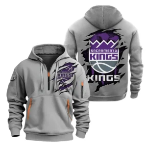 Sacramento Kings Hoodie Half Zipper NBA56180125020 - Gift For Fan Sacramento Kings - Grey