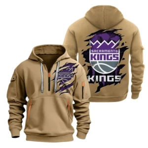 Sacramento Kings Hoodie Half Zipper NBA56180125020 - Gift For Fan Sacramento Kings - Khaki