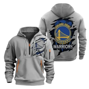 Golden State Warriors Hoodie Half Zipper NBA56180125021 - Gift For Fan Golden State Warriors - Grey