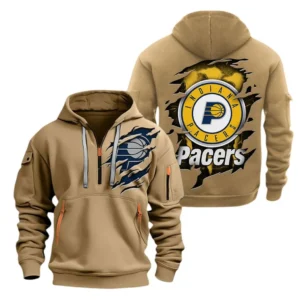 Indiana Pacers Hoodie Half  Zipper NBA56180125023 - Gift For Fan Indiana Pacers - Khaki