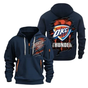 Oklahoma City Thunder Hoodie Half Zipper NBA56180125026 - Gift For Fan Oklahoma City Thunder - Blue