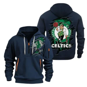 Boston Celtics Hoodie Half Zipper NBA56180125027 - Gift For Fan Boston Celtics - Blue