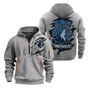 Minnesota Timberwolves Hoodie Half Zipper NBA56180125028 - Gift For Fan Minnesota Timberwolves - Grey