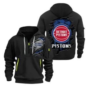 Detroit Pistons Hoodie Half Zipper NBA56180125029 - Gift For Fan Detroit Pistons - Black