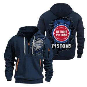 Detroit Pistons Hoodie Half Zipper NBA56180125029 - Gift For Fan Detroit Pistons - Blue