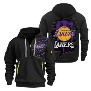 Los Angeles Lakers Hoodie Half Zipper NBA56180125032 - Gift For Fan Los Angeles Lakers - Black