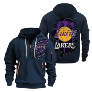 Los Angeles Lakers Hoodie Half Zipper NBA56180125032 - Gift For Fan Los Angeles Lakers - Blue